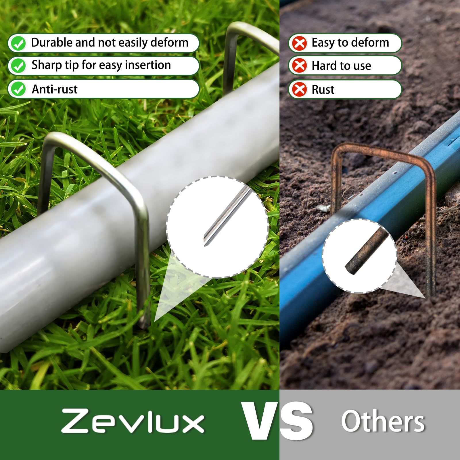 Zevlux punta afilada lista para penetrar suelo con menos esfuerzo