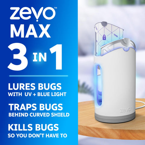 ZEVO luz azul y UV destacando atracción de insectos