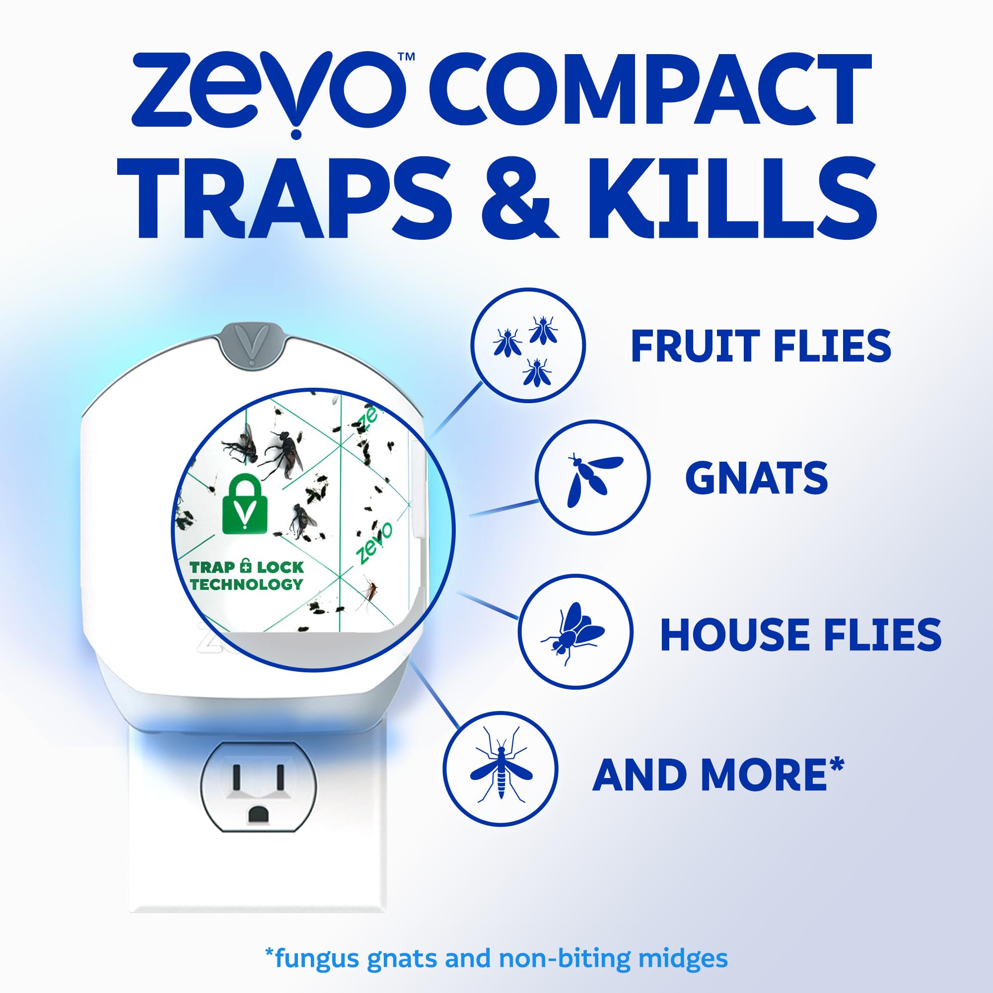 ZEVO recambio instalado en cocina para controlar moscas de la fruta
