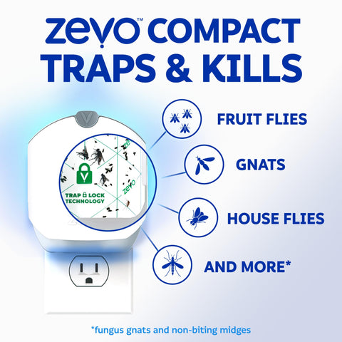 ZEVO recambio instalado en cocina para controlar moscas de la fruta