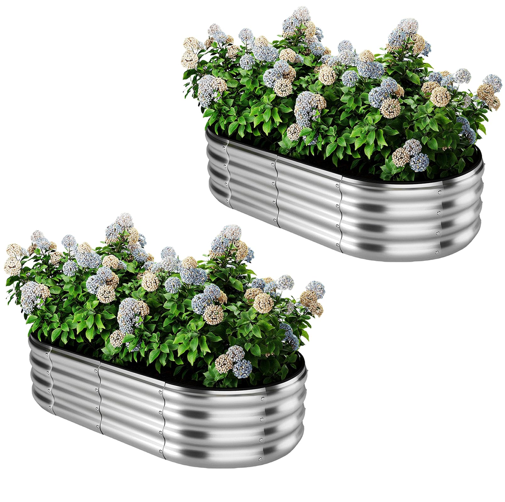 ZFHgarden vista frontal del kit de dos jardineras, durabilidad y estilo
