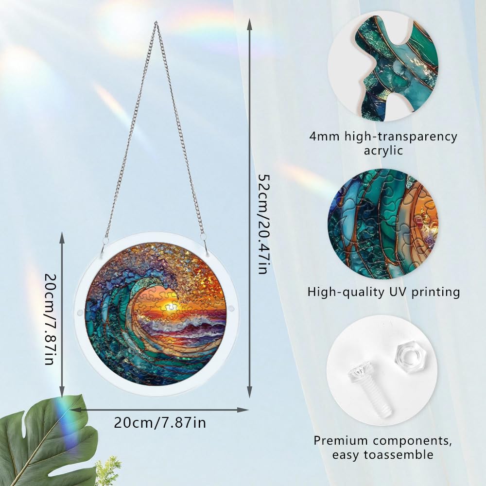 zhuoyaju suncatcher colgado en ventana mostrando efecto luminoso