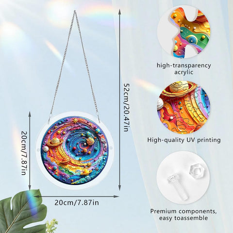 zhuoyaju suncatcher colgado en ventana creando proyecciones coloridas