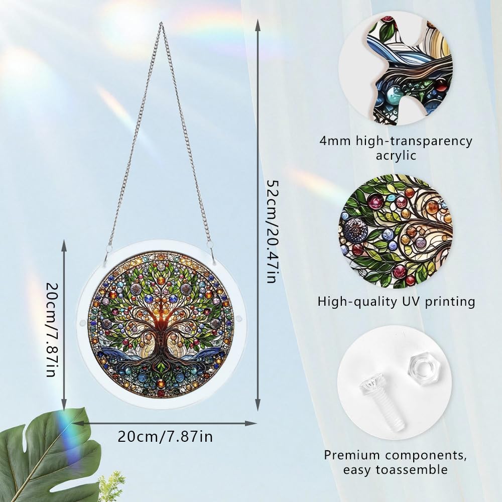 zhuoyaju suncatcher colgado en ventana proyectando colores cálidos
