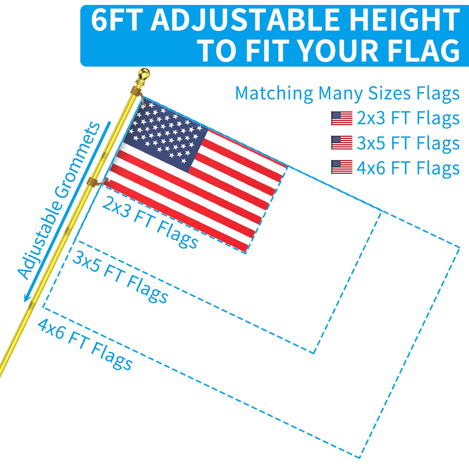 ZMTECH comparación de longitudes 2 a 6 ft para elegir la talla adecuada