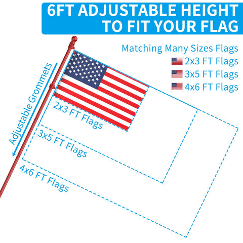 ZMTECH poste extendido en uso con bandera, ajuste de longitud visible