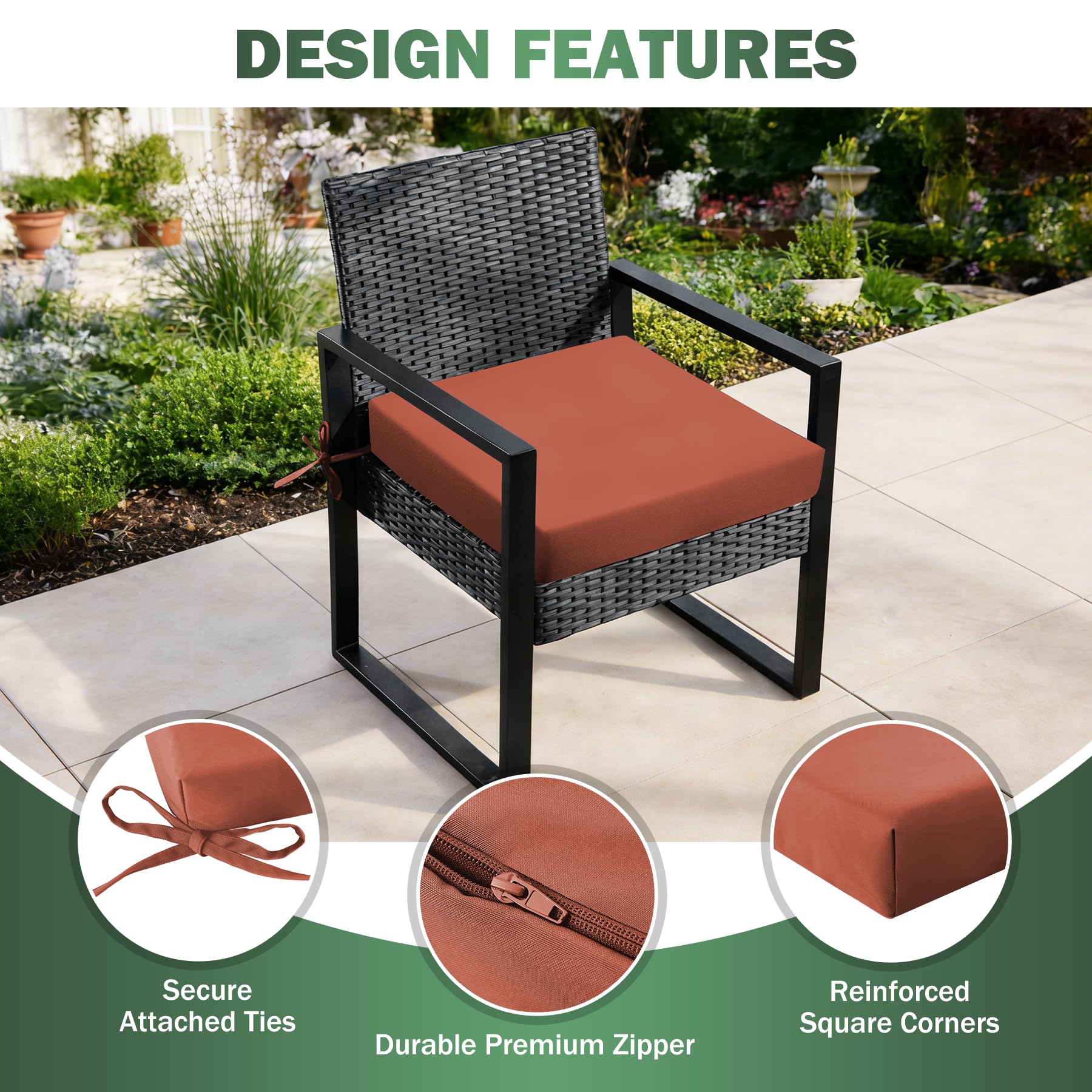 Zonamat cojines colocados en silla de terraza, comodidad y estilo exterior