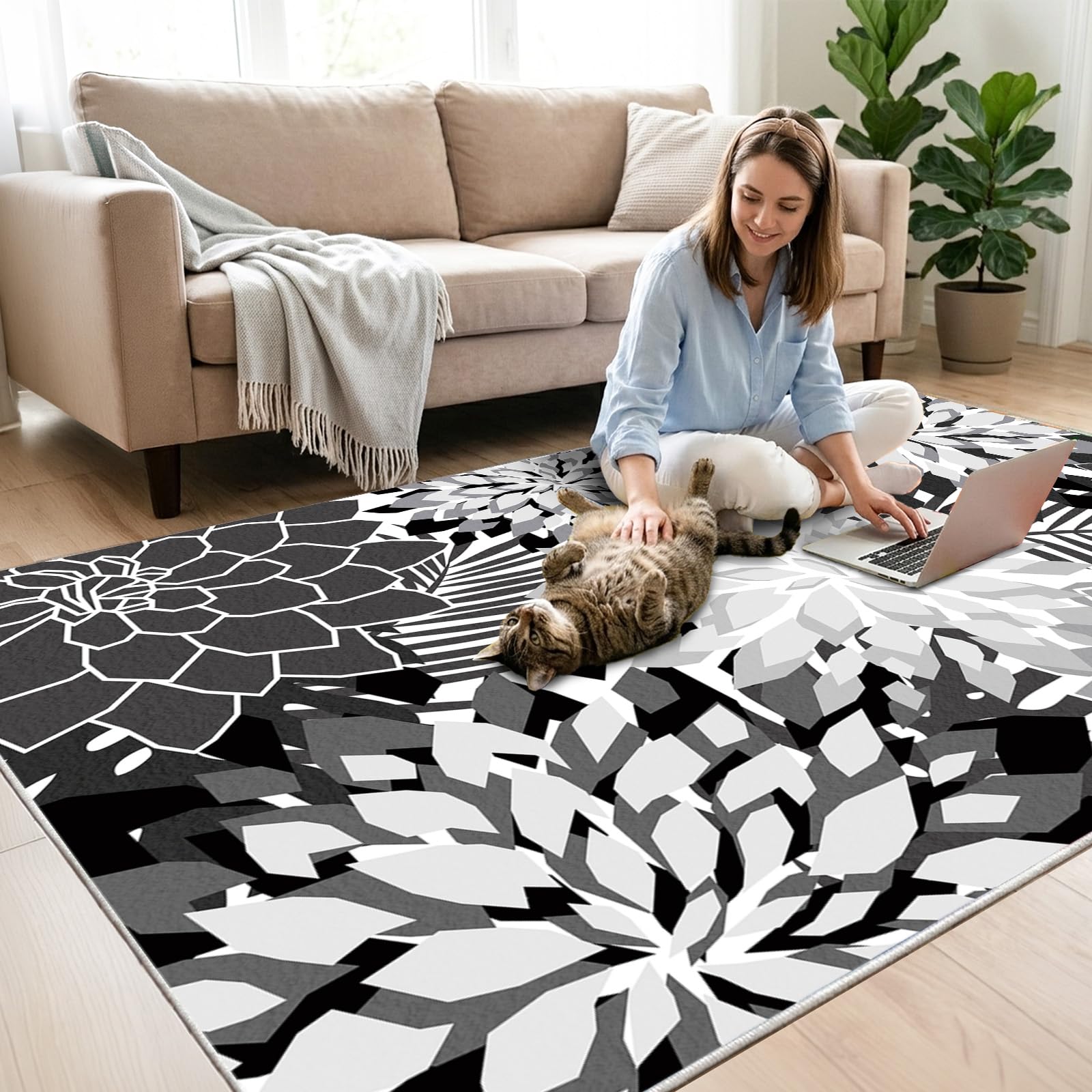 ZonLi alfombra en patio con mesa creando ambiente cómodo y decorativo
