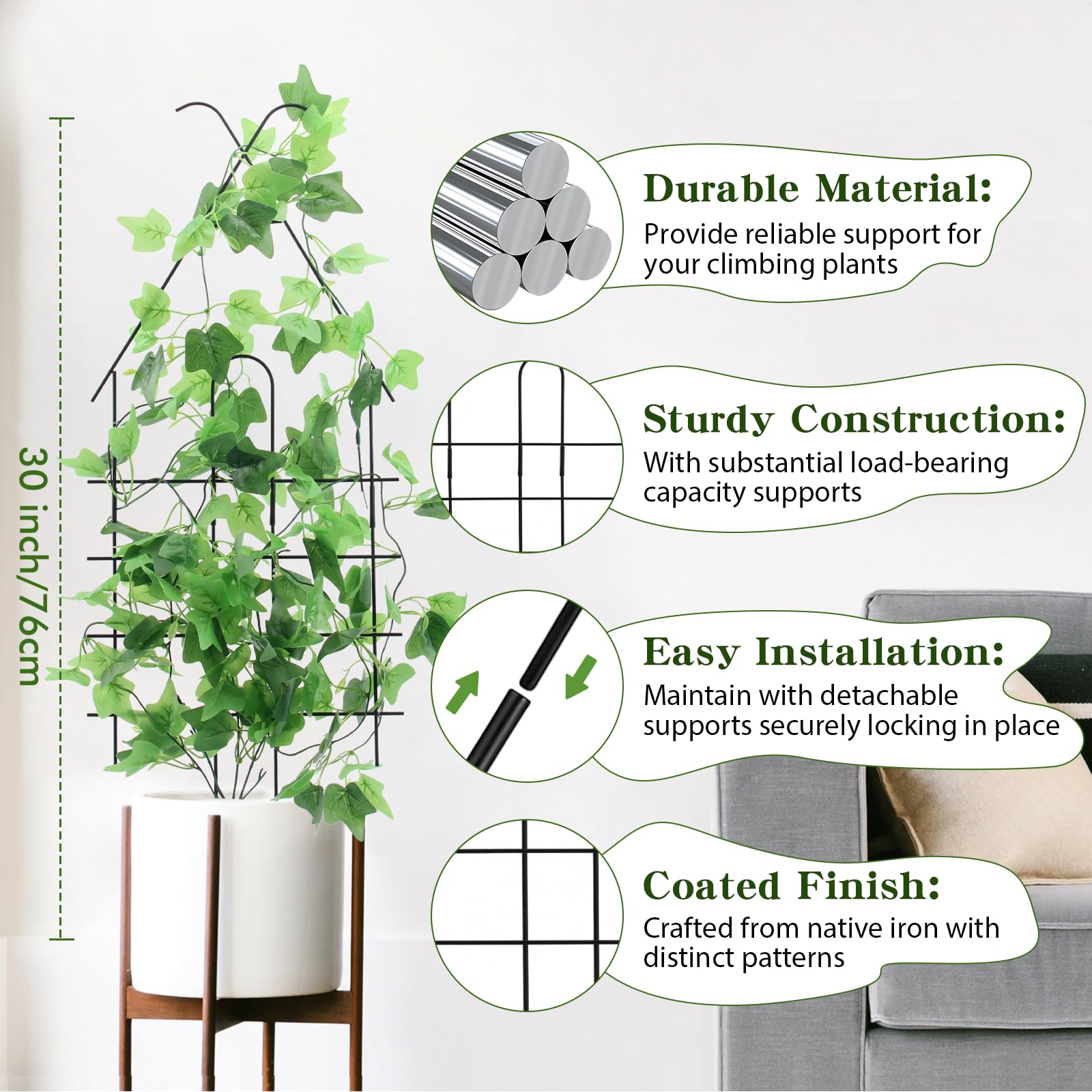 ZOUTOG enrejado en maceta interior optimizando crecimiento vertical