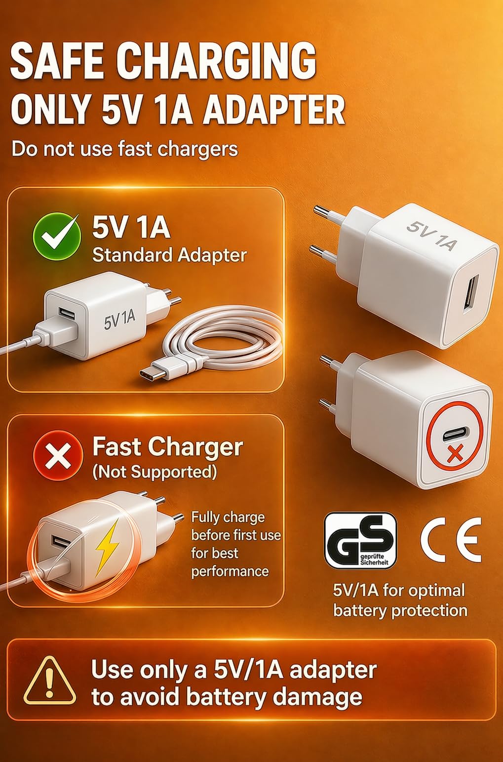 ZOVHYYA cable USB-A a USB-C incluido para recarga segura del dispositivo en casa