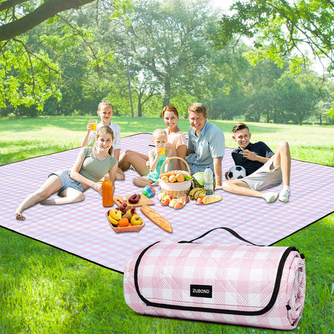 ZUBOND vista frontal de la manta mostrando patrón y tamaño, ideal para picnic