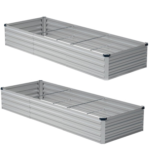 zunatu vista frontal del pack de dos jardineras metálicas, resistencia y espacio