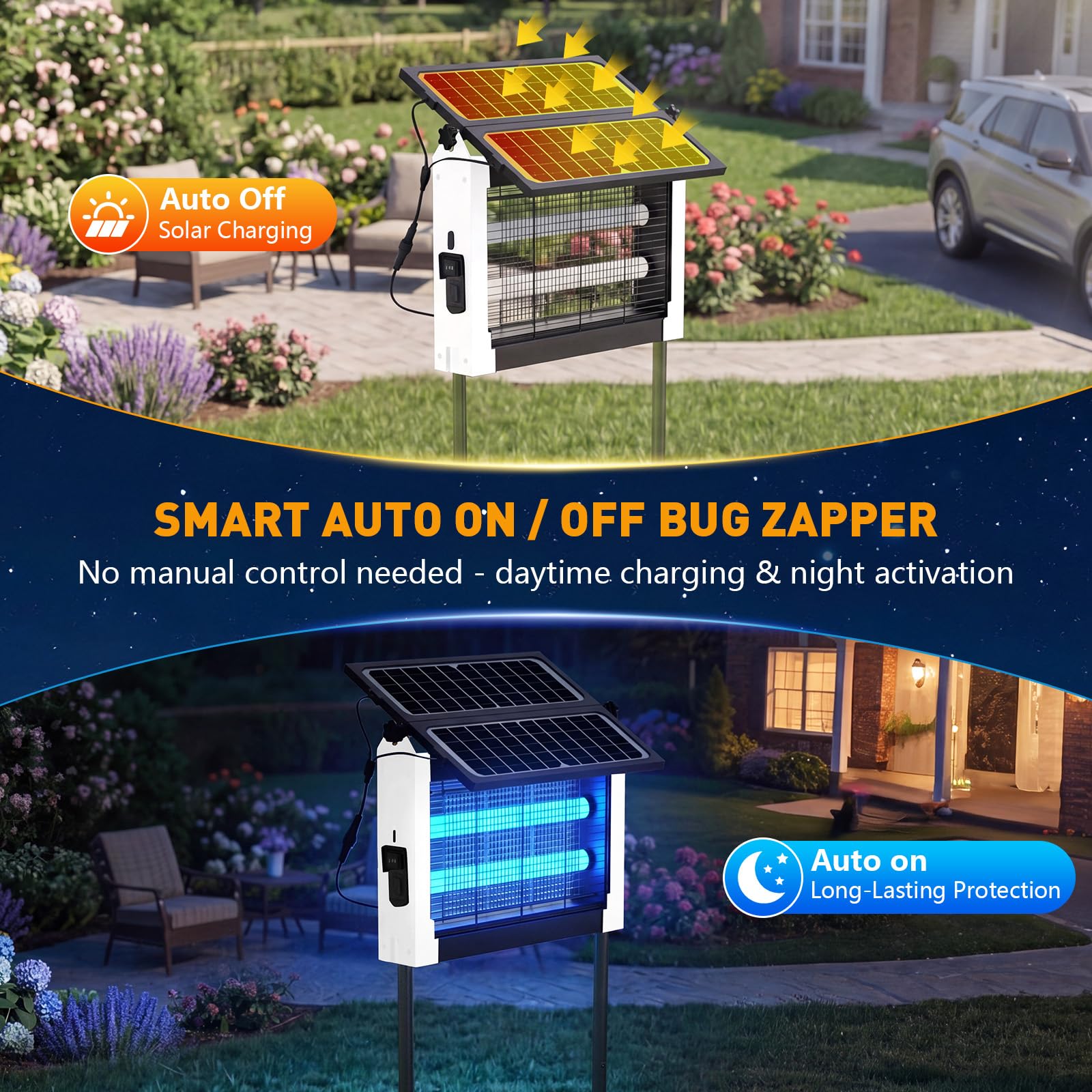 Zwiran unidad colgada en porche con cadena, comodidad y control de mosquitos