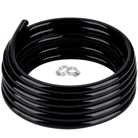 ZY-hosetube rollo frontal mostrando longitud y color negro, fácil almacenamiento